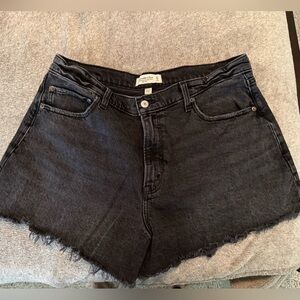 Abercrombie & Fitch Curve Love Black Denim Cut Off Shorts